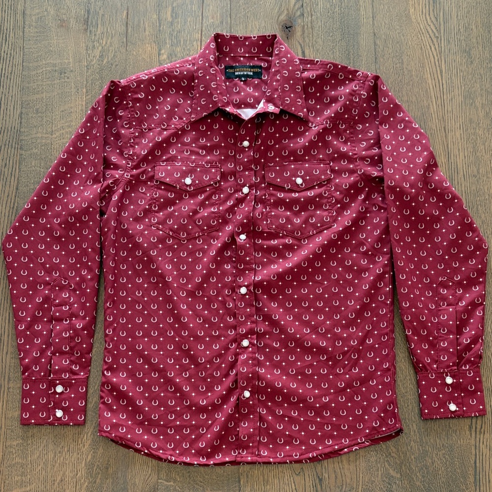 American West Men's Burgundy Western Shirt